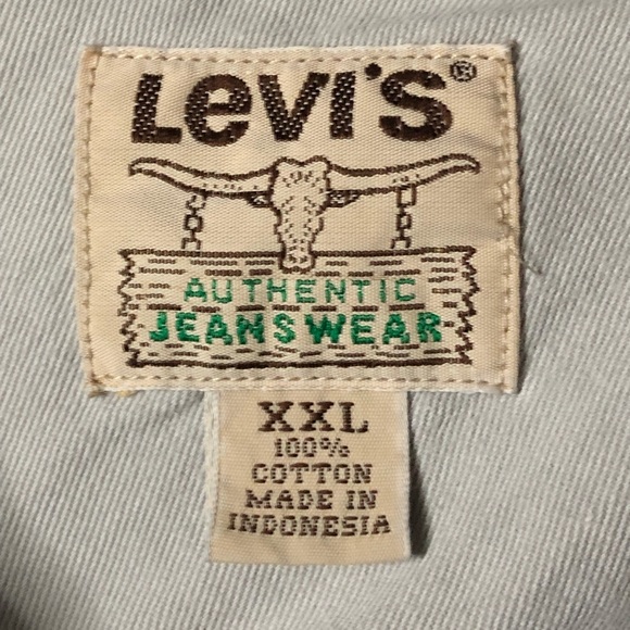 Levis Pearl Snap Sawtooth Western Denim Shirt Mens XXL VTG LVC Dark - Picture 8 of 8